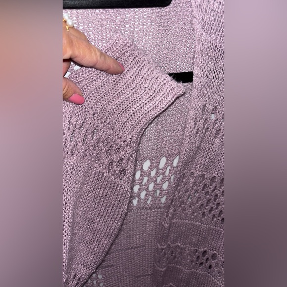 Women's Crochet Open Knit Sweater - lilac purple ~XXL - Picture 5 of 7